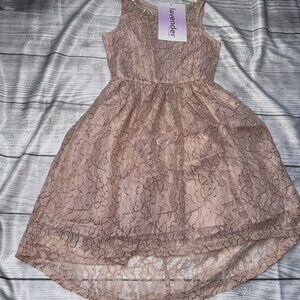 Girls Size 4 Rose Gold Lace Formal Dress NEW